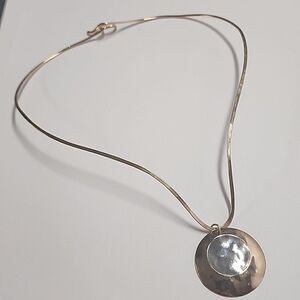 12K GF Signed PJ Sterling 925 Collar Necklace Unique Design Circle Gold Silver